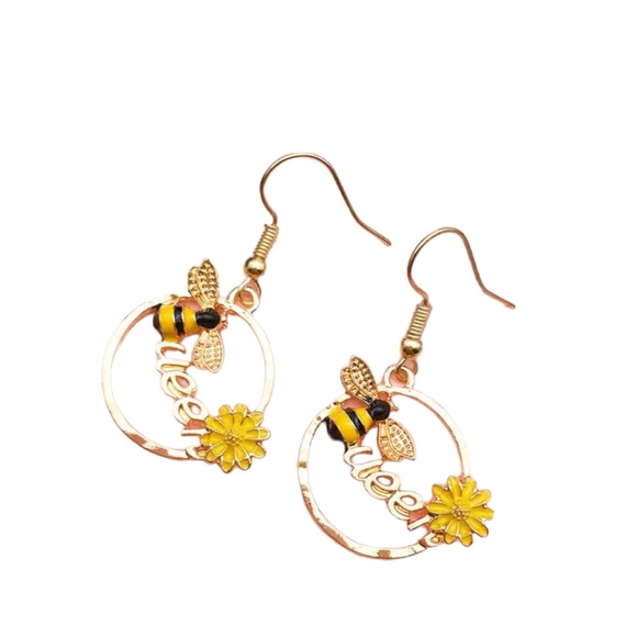 GOLD BUMBLEBEE HOOP EARRINGS